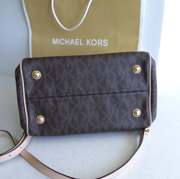 MICHAEL KORS GRAYSON HANDBAG WITH LONG STRAP BROWN LARGE LOGO - Picture 3 of 4